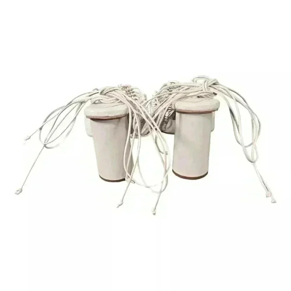 Paloma Barcelo Platform Heels Sandal Ivory Leather Women's 41/11 - Picture 4 of 8